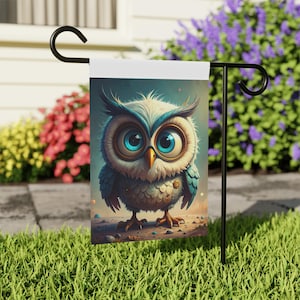 Outdoor Flag, Blue Eyes Owl Garden Banner, House Yard Decor, Double-Sided Garden Sign, Home Outdoor Decoration