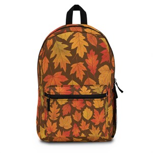 Fall Vibes Backpack, Autumn Leaf Print School Bag for Students, Back to School Gift, Brown Backpack, Fall Fashion Accessories, Backpack for