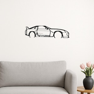Toyota Supra Wall Art – Modern Minimalist Car Silhouetter | Line Art Car Decor | Gift for Car Enthusiast | Garage or Office Wall Sign