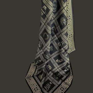 Silk Scarf, Ancient Greek Pattern, Elegant Gift, Bulk Orders Available