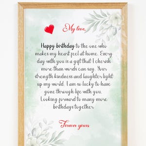 Descarga una bendición de amor para el cumpleaños de tu pareja, archivo PNG, imprime y regala, nombre personalizado, regalo para tu pareja, esposo o pareja, archivo digital