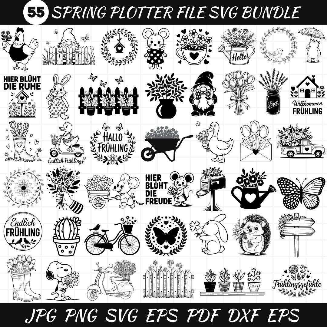 Spring Plotter File - Hello Spring Sayings - Frühling Svg - German ...