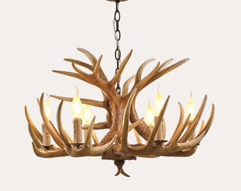 6 Light Rustic Antler Chandelier, Antler Chandelier Lighting Fixtures