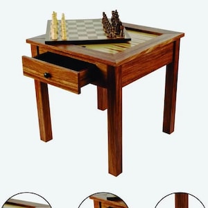 3-in-1 Chess Checkers Backgammon Board Table, Hand-crafted Wood Chess Board Game Table
