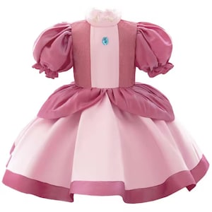 Princess Peach Baby Dress - Super Mario Toddler Costume, Pink Ball Gown, Baby Girl Dress-Up, First Birthday Outfit, Halloween Cosplay 2T-3T