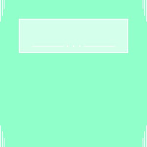 May include: A pale green background with a rectangular pale green shape in the centre. White decorative lines are in each corner. The rectangular shape has three dots and a line.