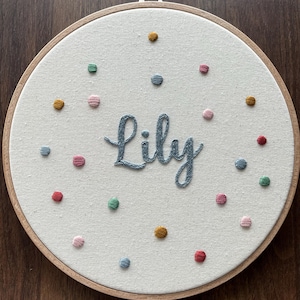 Custom Hand Embroidered Name Hoop – Personalized Baby Gift, Baby Name Announcement Sign and Nursery Wall Decor