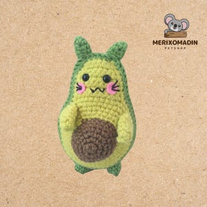Schattig haakpatroon avocado-amigurumi – eenvoudige pdf-tutorial – beginnersvriendelijke doe-het-zelf fruitknuffel