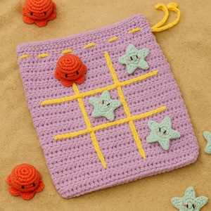 Crochet Tic Tac Toe Pattern – Amigurumi Travel Game PDF, Kids&#39; Screen-Free Toy, Crochet X and O, Handmade Game