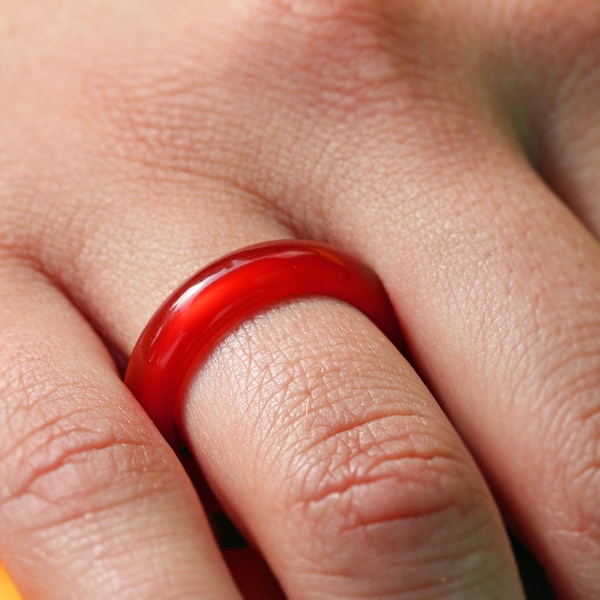 6mm Red Agate Carnelian Stacking Ring, Carnelian Ring