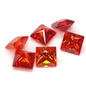 Square Orange Cubic Zirconia Princess Cut. 10 piece parcels