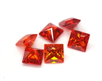 Square Orange Cubic Zirconia Princess Cut. 10 piece parcels