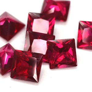 Square Princess Cut Imitation Garnet (10 Pieces Parcels) (Synthetic Corundum)