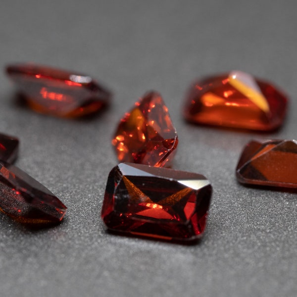 Octagon Faceted Garnet colored Cubic Zirconia (Various Sizes)(1 Piece)