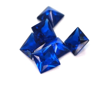Square Princess Cut Synthetic Spinel Blue (10 Pieces Parcels)
