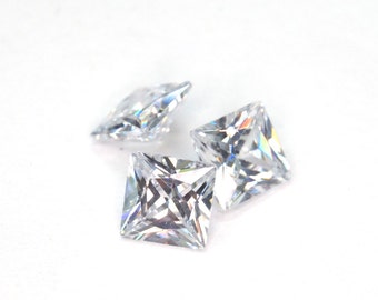 Square White Cubic Zirconia Princess Cut. 10 piece parcels