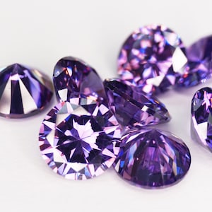 Round Faceted Amethyst (Purple) Cubic Zirconia (10 Piece parcels)