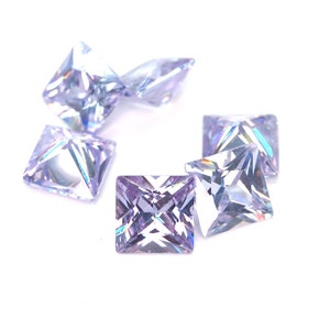 Square Lavender Cubic Zirconia Princess Cut. 10 piece parcels