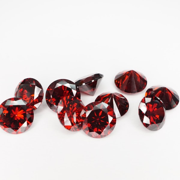 Round Faceted Garnet Cubic Zirconia (10 Piece Parcels)