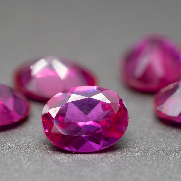 Oval Faceted Pink Tourmaline - (Pink Synthetic Corundum) various sizes (1 piece)