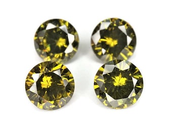 Round Faceted Peridot Cubic Zirconia (10 Piece Parcels)