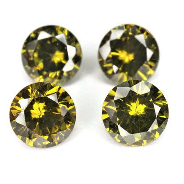 Round Faceted Peridot Cubic Zirconia (10 Piece Parcels)