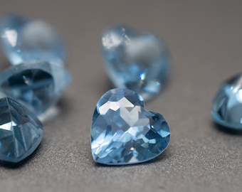 Heart Shape Aquamarine Colored Synthetic Spinel (Light Blue Color) - Various Sizes (1 Piece)