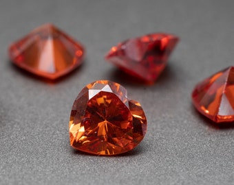 Heart Shape Orange Cubic Zirconia - Various Sizes (1 Piece)