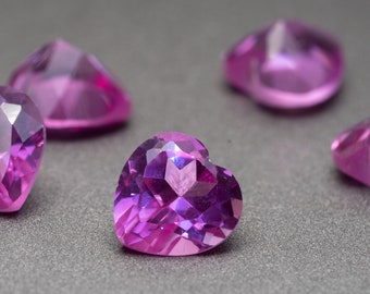 Heart Shape Rose Colored Synthetic Corundum (Pink Sapphire Color) - Various Sizes (1 Piece)