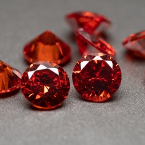 Round Faceted Orange Cubic Zirconia (10 Piece parcels)