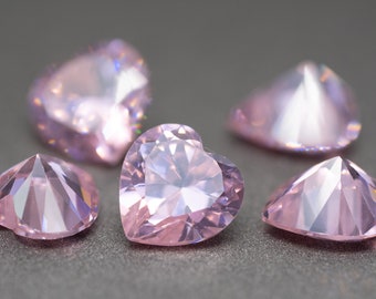 Heart Shape Pink Cubic Zirconia (Pink Color) - Various Sizes (1 Piece)