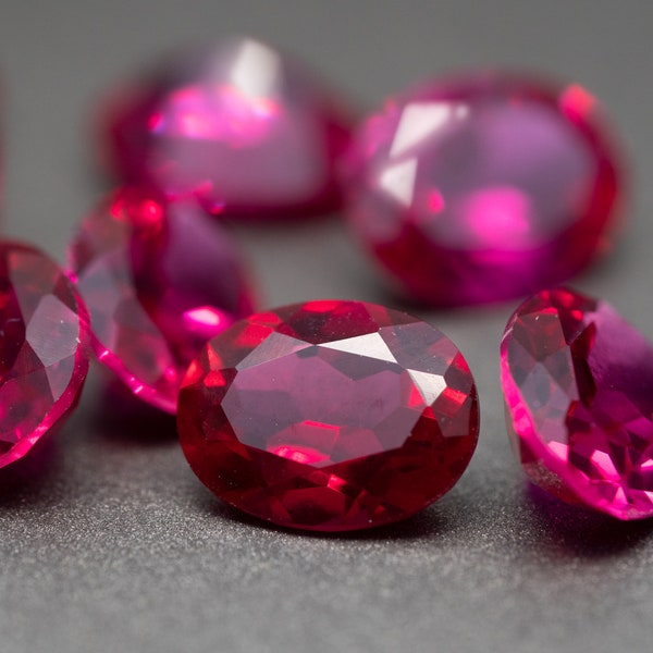 Oval Faceted Lab Created Ruby - (Red Synthetic Corundum) various sizes (1 piece)