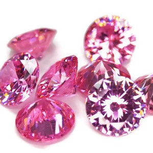 Round Faceted Pink Cubic Zirconia (10 Piece parcels)
