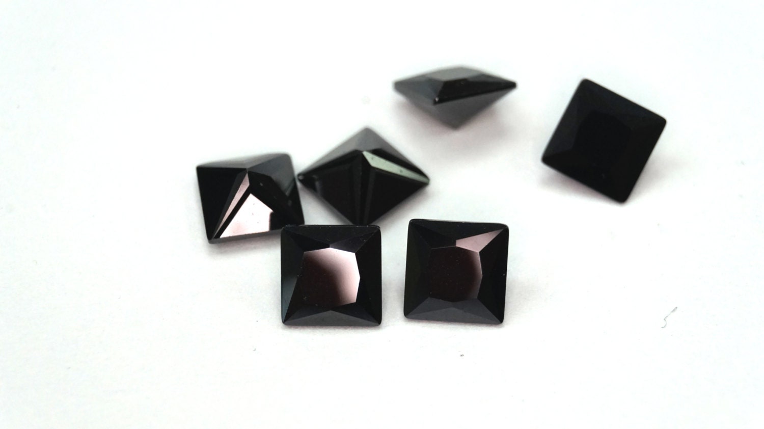 Square Black Cubic Zirconia Princess Cut. 10 piece parcels