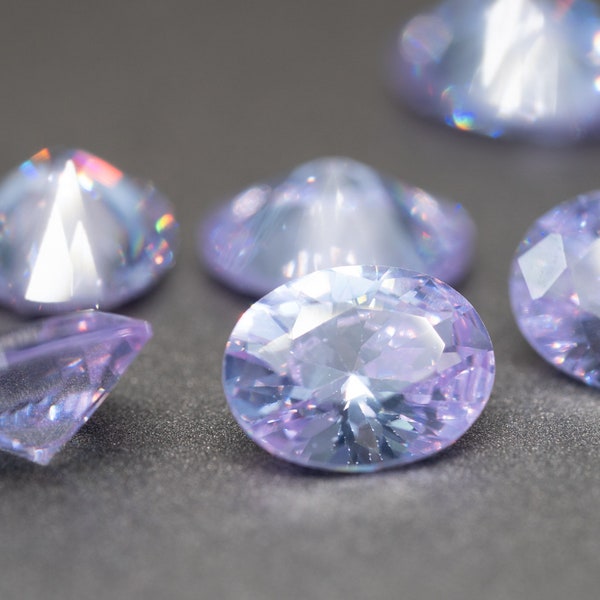 Oval Faceted Lavender CZ - (Lavender Cubic Zirconia) various sizes (1 piece)