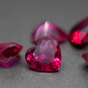 Heart Shape Synthetic Ruby Various Sizes (Lab Created Ruby, Corundum) (1 Piece)