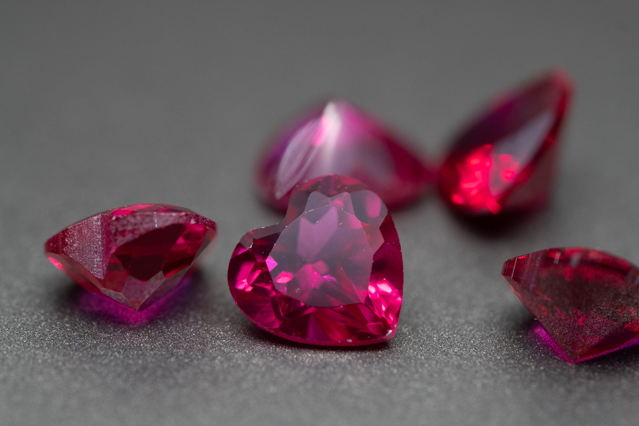 Heart Shape Synthetic Ruby Various Sizes (Lab Created Ruby, Corundum) (1 Piece)