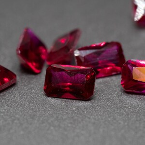 Octagon Faceted Garnet colored Synthetic Corundum (Various Sizes)(1 Piece)