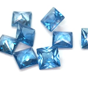 Square Princess Cut Synthetic Spinel Blue Zircon (10 Pieces Parcels)