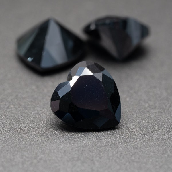 Heart Shape Natural Faceted Black Onyx - Various Sizes