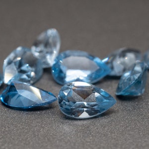 Faceted Pear Shape Aquamarine Synthetic Spinel (Various Sizes Available) (1 piece)