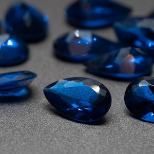 Faceted Pear Shape Blue Synthetic Spinel (Various Sizes Available) (1 piece)