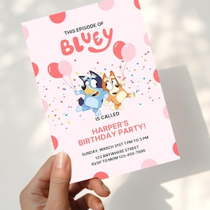 Bluey birthday invitation. Birthday invitation, Birthday Girl party invite, bluey birthday party invite, Bday Party Invite, Canva Editable