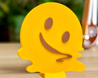 Melting Face Emoji | Real Life Emoji Figurine | Fun Desk Decor | Cute Home Decoration | Unique Gift Idea | Office Accessory