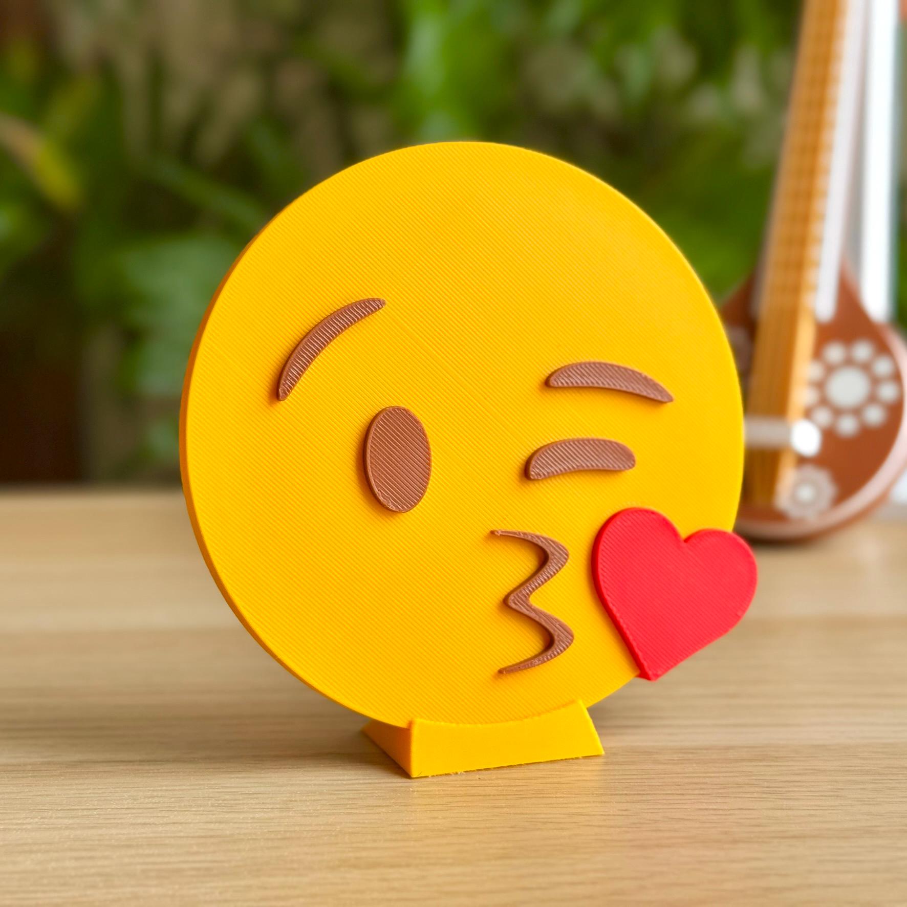 Face Blowing Kiss Emoji | Real Life Emoji Figurine | Fun Desk Decor | Cute Home Decoration | Unique Gift Idea | Office Accessory