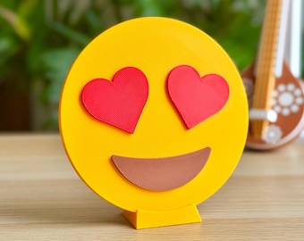 Smiling Face with Heart Eyes Emoji | Real Life Emoji Figurine | Fun Desk Decor | Cute Home Decoration | Unique Gift Idea | Office Accessory