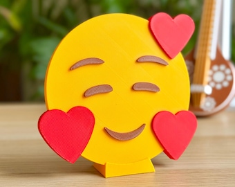 Smiling Face with Heart Emoji | Real Life Emoji Figurine | Fun Desk Decor | Cute Home Decoration | Unique Gift Idea | Office Accessory