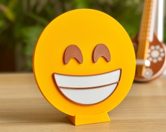 Beaming Face with Smiling Eyes Emoji | Real Life Emoji Figurine | Fun Desk Decor | Cute Home Decoration | Gift Idea | Office Accessory