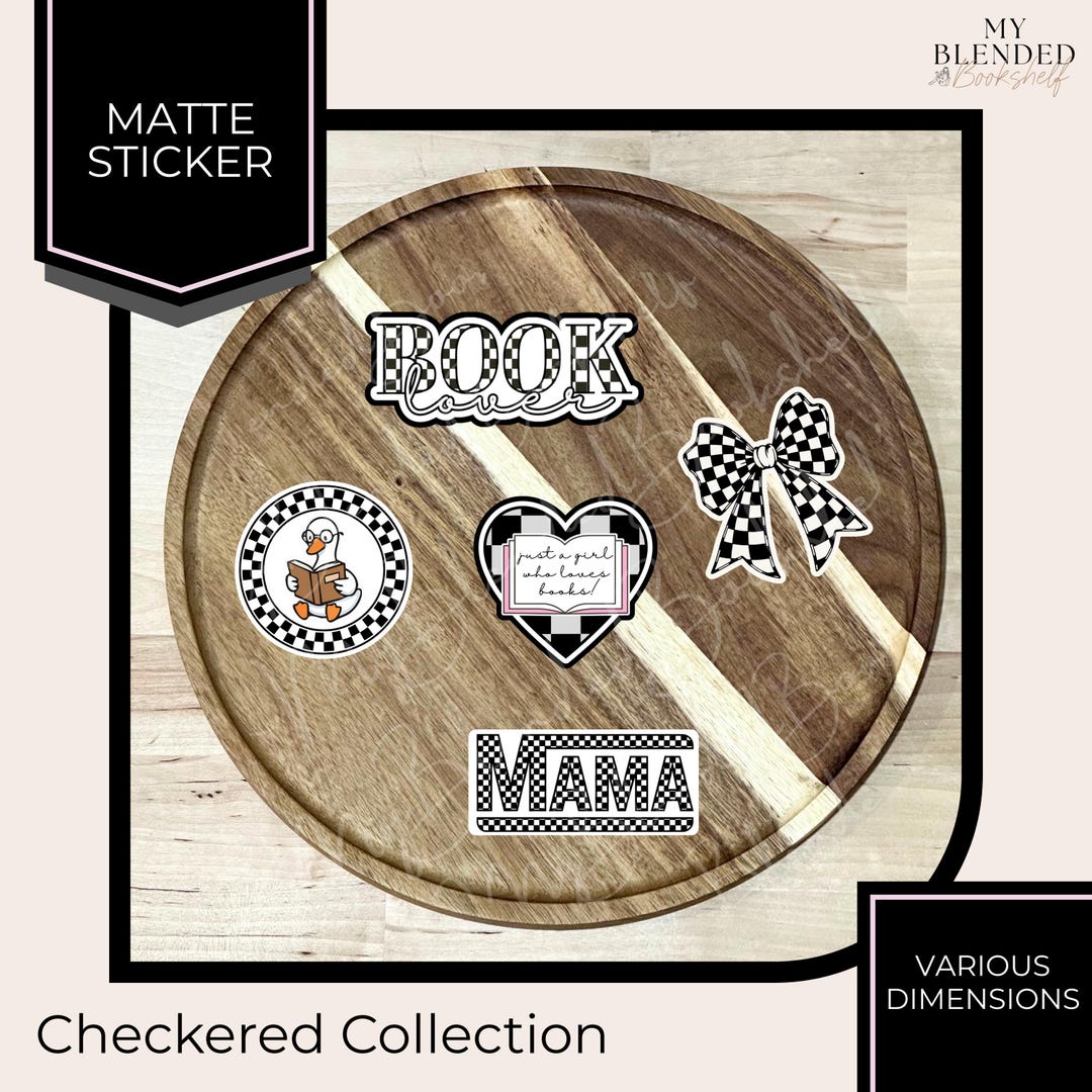 Checkered Print Stickers | Matte Stickers | Myblendedbookshelf - Etsy