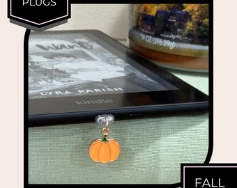 USB-C Dust Plug for E-Readers | Fall Charm | Clear Silicone Dust Cover | Cute Kindle & Kobo Accessory | MyBlendedBookshelf